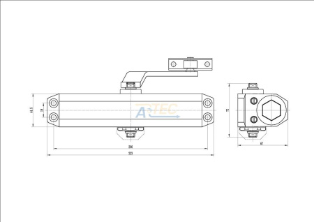 ATEC-D206H-Sl Дверной доводчик, EN5/6, до 120 кг